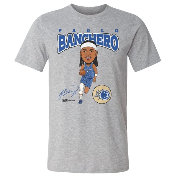 Футболка Orlando Magic Paolo Banchero 500 Level Heather Gray Hardwood Comic