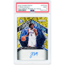 Карточка Tyrese Maxey Philadelphia 76ers Autographed 2020-21 Panini Prizm Gold Disco Fast Break #FR-TMX #9/10 PSA Authenticated 9