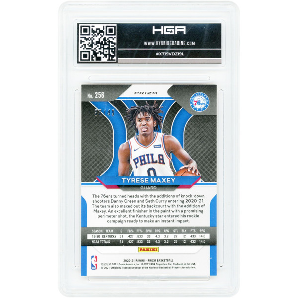 Карточка Tyrese Maxey Philadelphia 76ers 2020-21 Panini Prizm Orange Prizm #256 #32/49 HGA Authenticated 9.5
