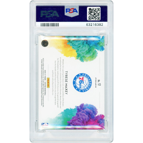 Карточка Tyrese Maxey Philadelphia 76ers 2020-21 Panini Spectra Color Blast #17 PSA Authenticated 9