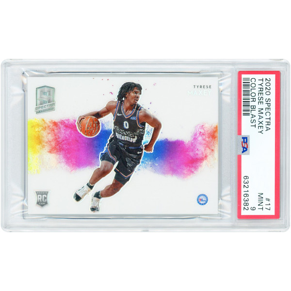 Карточка Tyrese Maxey Philadelphia 76ers 2020-21 Panini Spectra Color Blast #17 PSA Authenticated 9