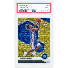 Карточка Tyrese Maxey Philadelphia 76ers 2020-21 Panini Mosaic Fast Break Gold Prizm #203 #8/10 PSA Authenticated 9