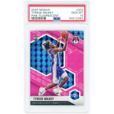 Карточка Tyrese Maxey Philadelphia 76ers 2020-21 Panini Mosaic Pink Fluorescent Prizm #203 #3/10 PSA Authenticated 10