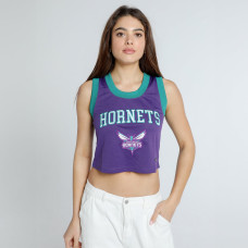 Женская Charlotte Hornets Hype and Vice Purple Cropped Basketball Scoop Neck Tank Top