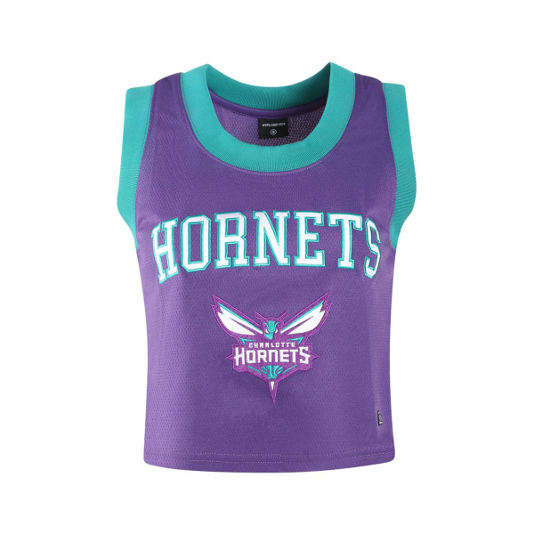 Женская Charlotte Hornets Hype and Vice Purple Cropped Basketball Scoop Neck Tank Top