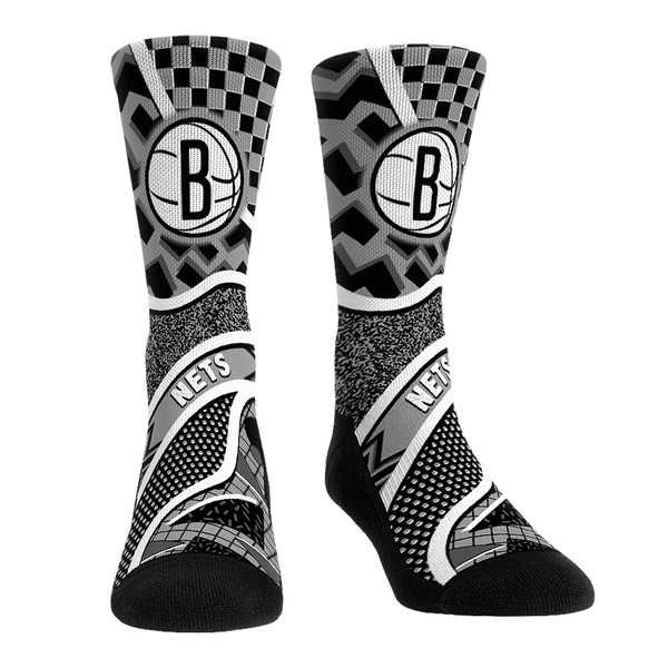 Детская Brooklyn Nets Rock Em Black Ball Pattern Crew Socks