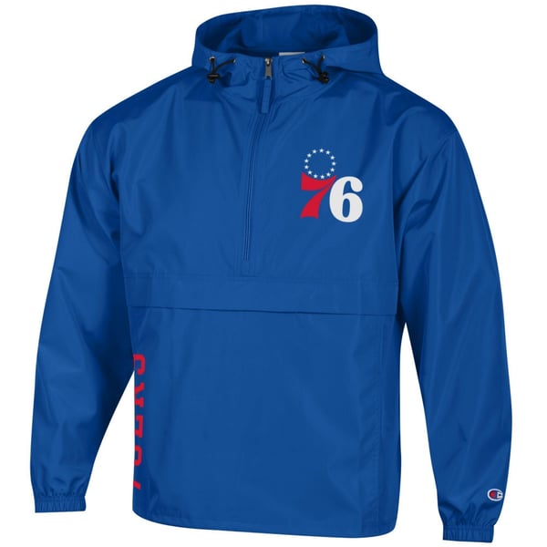 Ветровка Philadelphia 76ers Champion Royal Packable Lightweight Hooded Half-Zip Jacket