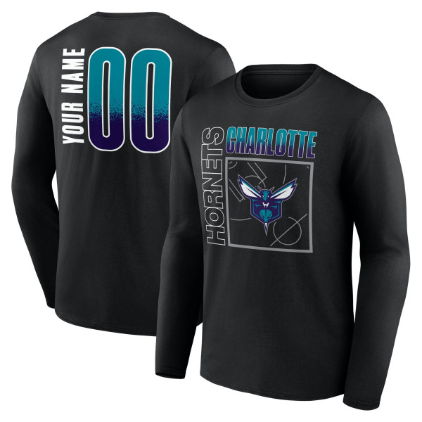 Именная футболка с длинным рукавом Charlotte Hornets Black Home Court Pop Name & Number