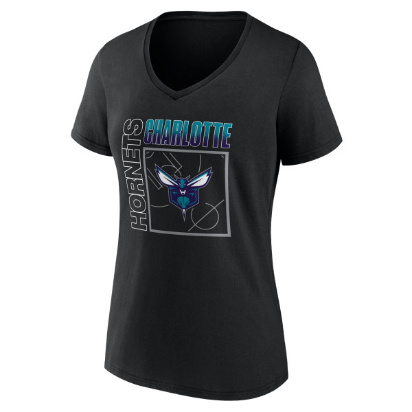 Женская Именная футболка Charlotte Hornets Black Home Court Pop Name & Number V-Neck