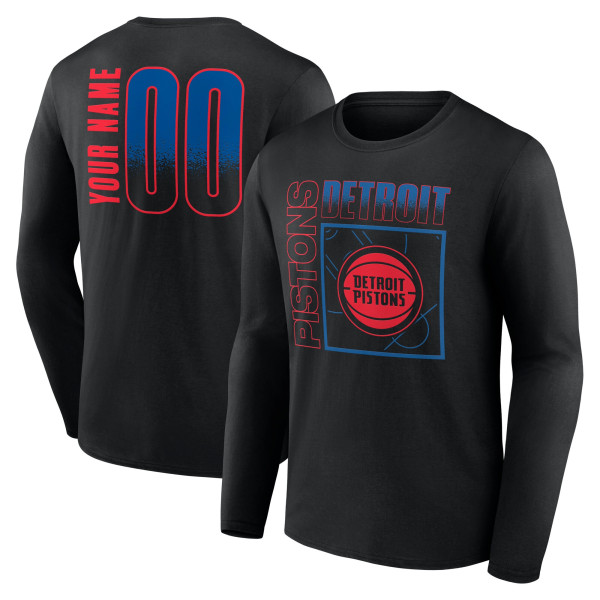 Detroit Pistons Black Home Court Pop Personalized Name & Number Long Sleeve T-Shirt