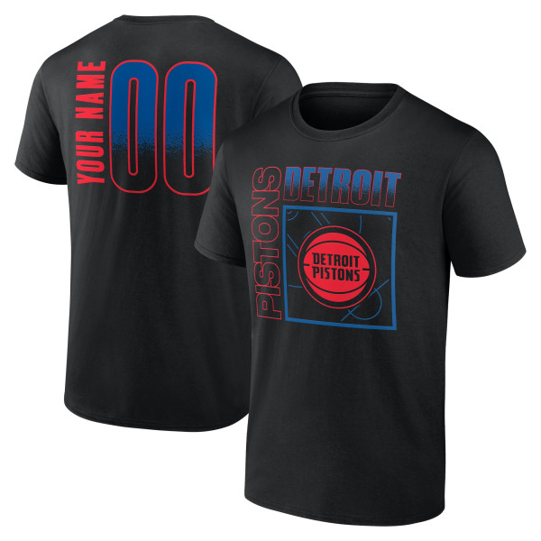 Detroit Pistons Black Home Court Pop Personalized Name & Number T-Shirt