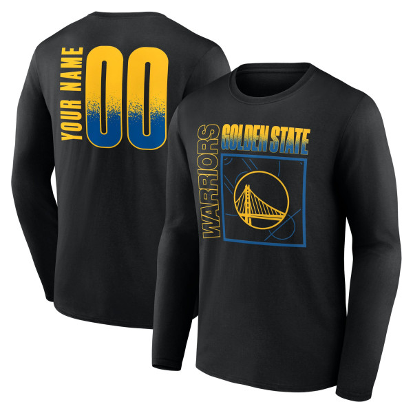 Именная футболка с длинным рукавом Golden State Warriors Black Home Court Pop Name & Number