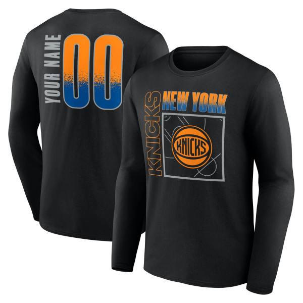 Именная футболка с длинным рукавом New York Knicks Black Home Court Pop Name & Number