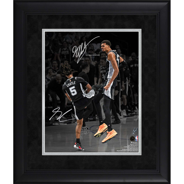 Фото Victor Wembanyama & Stephon Castle San Antonio Spurs Facsimile Signature Fanatics Authentic Framed 11 x 14 Spotlight