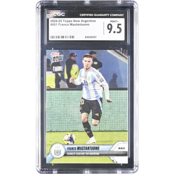 Карточка Franco Mastantuono Argentina National Team 2024-25 Topps Now Argentina Youngest Debutant for Argentina #1 CGC Authenticated 9.5
