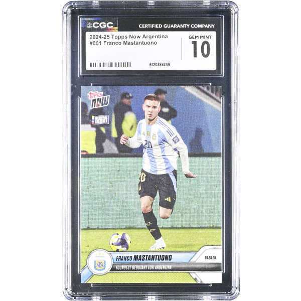 Карточка Franco Mastantuono Argentina National Team 2024-25 Topps Now Argentina Youngest Debutant for Argentina #1 CGC Authenticated 10