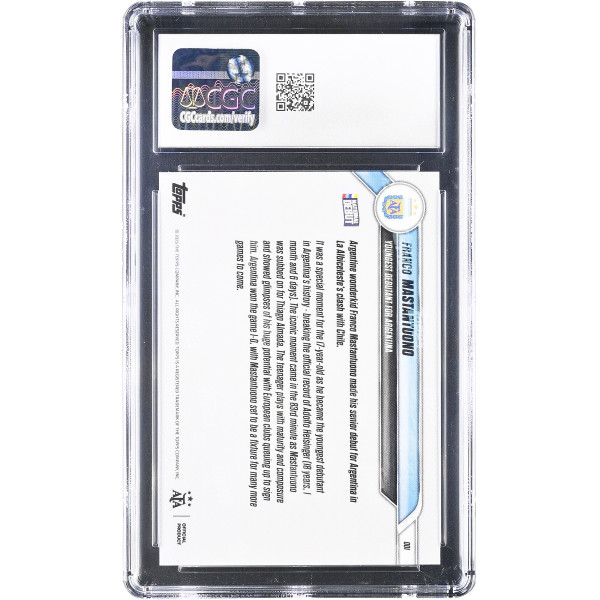 Карточка Franco Mastantuono Argentina National Team 2024-25 Topps Now Argentina Youngest Debutant for Argentina #1 CGC Authenticated 10