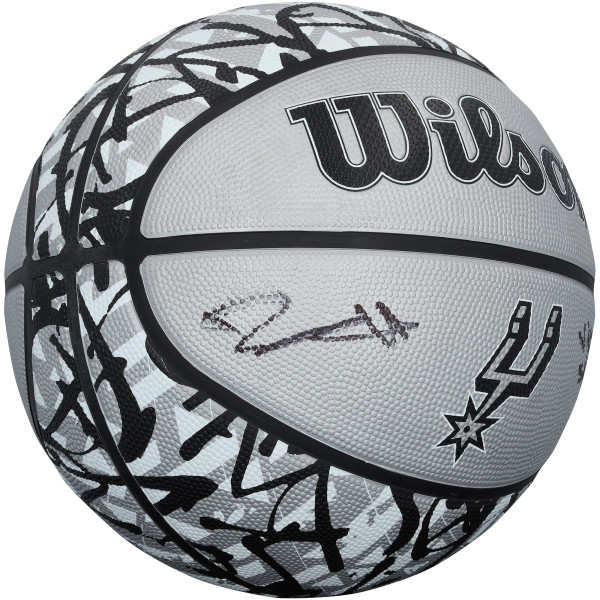Мяч с автографом Dylan Harper San Antonio Spurs Fanatics Authentic Wilson Black/Gray Team Graffiti with 'Viva La Spurs!' Inscription