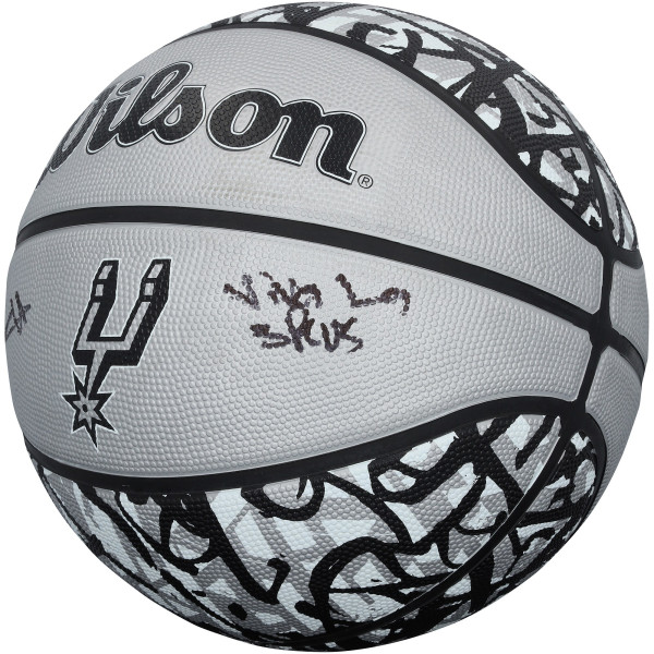 Мяч с автографом Dylan Harper San Antonio Spurs Fanatics Authentic Wilson Black/Gray Team Graffiti with 'Viva La Spurs!' Inscription