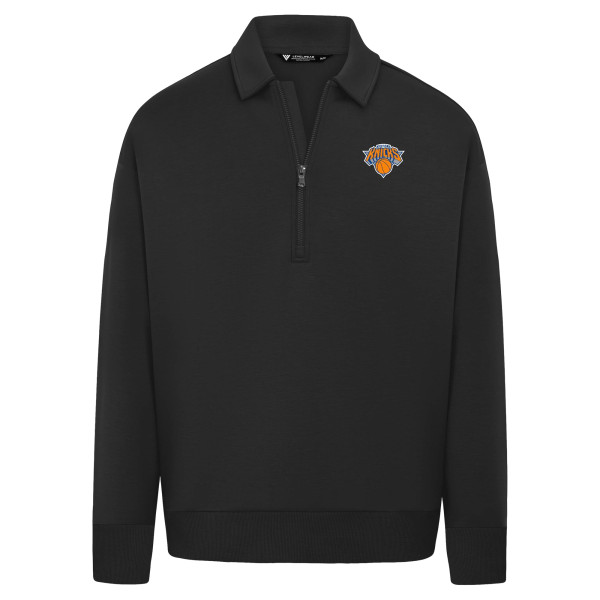 Свитшот Unisex New York Knicks Levelwear Black Luxe Signature Quarter-Zip Tri-Blend