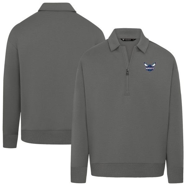 Свитшот Unisex Charlotte Hornets Levelwear Gray Luxe Signature Quarter-Zip Tri-Blend