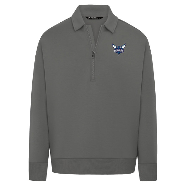 Свитшот Unisex Charlotte Hornets Levelwear Gray Luxe Signature Quarter-Zip Tri-Blend