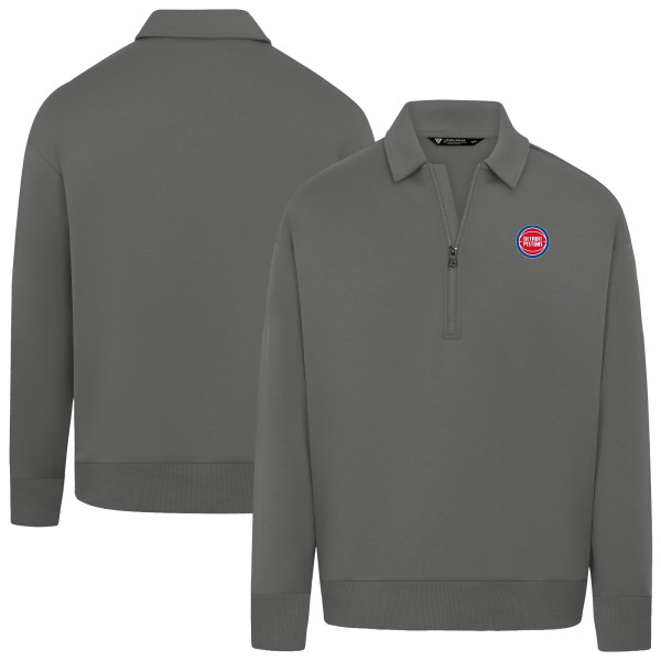 Unisex Detroit Pistons Levelwear Gray Luxe Signature Quarter-Zip Tri-Blend Sweatshirt