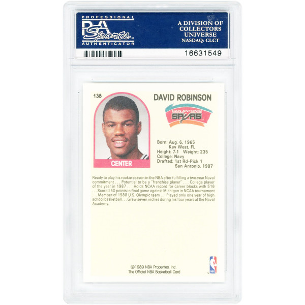Карточка David Robinson San Antonio Spurs 1989-90 NBA Hoops #138 PSA Authenticated 10