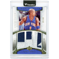 Карточка Steve Francis New York Knicks 2005-06 Upper Deck Exquisite Collection Triple Patch Game-Used Dual-Color Jersey Relics #E3P-SF #4/10