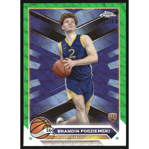 2023-24 Topps Chrome Green Wave Refractors #190 Brandin Podziemski RC /65