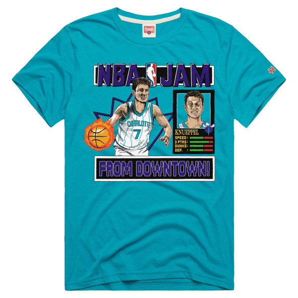 Футболка Charlotte Hornets Kon Knueppel Homage Teal NBA Jam Tri-Blend