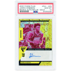 Карточка James Wiseman Golden State Warriors Autographed 2020-21 Panini Flux Gold Shimmer #RAI-JWS #5/10 PSA Authenticated 10