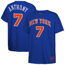 Подростковая New York Knicks Carmelo Anthony Mitchell & Ness Blue Hardwood Classics Name & Number T-Shirt