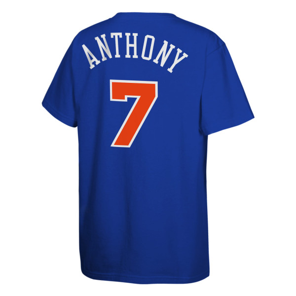 Подростковая New York Knicks Carmelo Anthony Mitchell & Ness Blue Hardwood Classics Name & Number T-Shirt