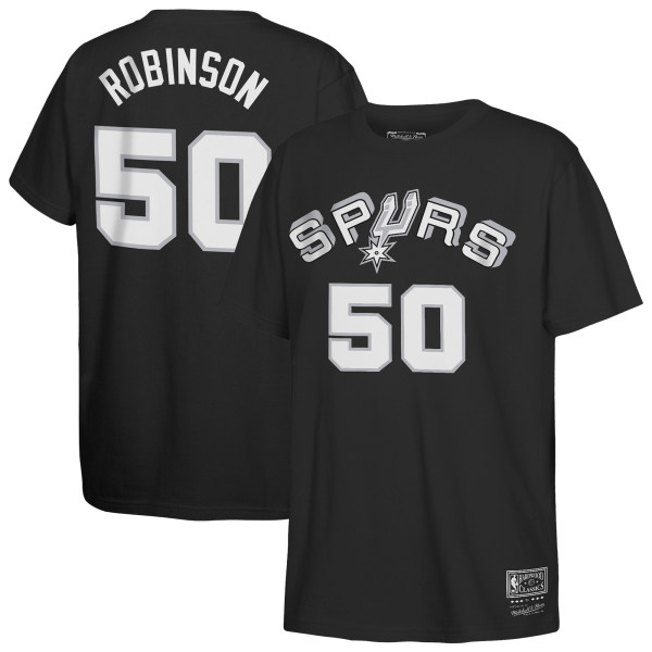 Подростковая San Antonio Spurs David Robinson Mitchell & Ness Black Hardwood Classics Name & Number T-Shirt