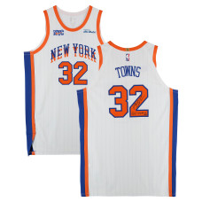 Игровая джерси Karl-Anthony Towns New York Knicks Autographed Fanatics Authentic #32 White City vs. Portland Trail Blazers on March 30, 2025 with 'GU 3-30-25 vs POR' Inscription - Size 54+6