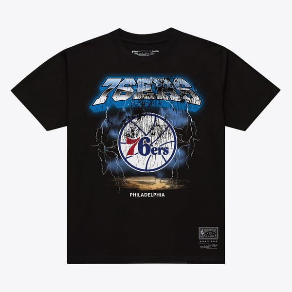 Футболка Philadelphia 76ers Mitchell & Ness Black Lightning