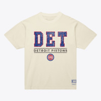 Detroit Pistons Mitchell & Ness Cream Abbrev. Arch T-Shirt