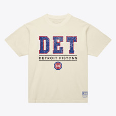 Detroit Pistons Mitchell & Ness Cream Abbrev. Arch T-Shirt