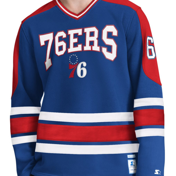 Футболка Philadelphia 76ers Starter Royal Puck Drop Long Sleeve V-Neck