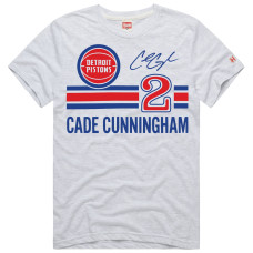Unisex Detroit Pistons Cade Cunningham Homage Ash Jersey Remix Tri-Blend T-Shirt