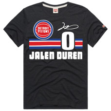 Unisex Detroit Pistons Jalen Duren Homage Charcoal Jersey Remix Tri-Blend T-Shirt