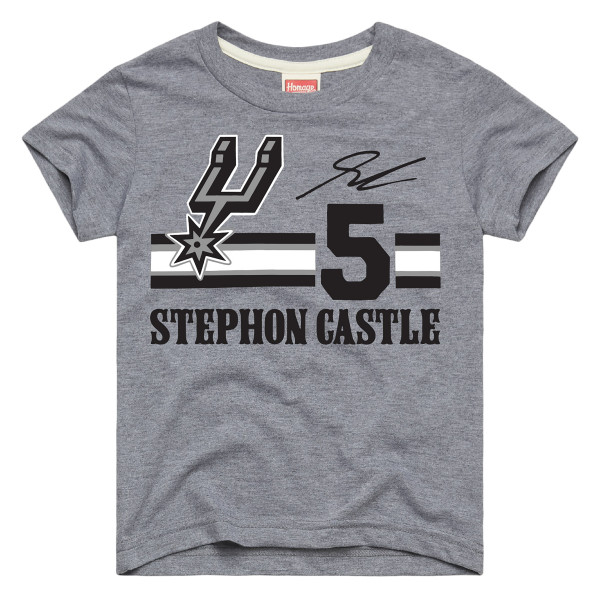 Подростковая San Antonio Spurs Stephon Castle Homage Gray Remix Signature Name & Number Tri-Blend T-Shirt