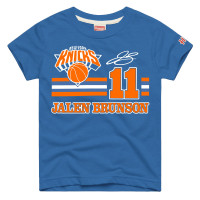 Подростковая New York Knicks Jalen Brunson Homage Blue Remix Signature Name & Number Tri-Blend T-Shirt