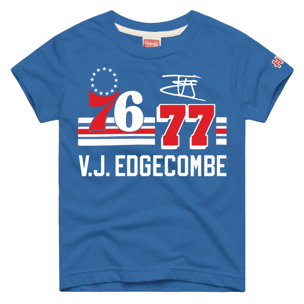 Подростковая Philadelphia 76ers VJ Edgecombe Homage Royal Remix Signature Name & Number Tri-Blend T-Shirt