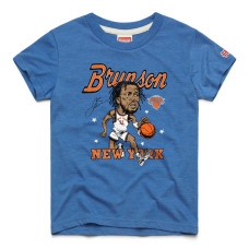 Подростковая New York Knicks Jalen Brunson Homage Blue Caricature Tri-Blend T-Shirt
