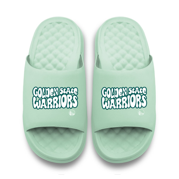 Unisex Golden State Warriors ISlide Seafoam Bubble Letters Motive Slide Sandals