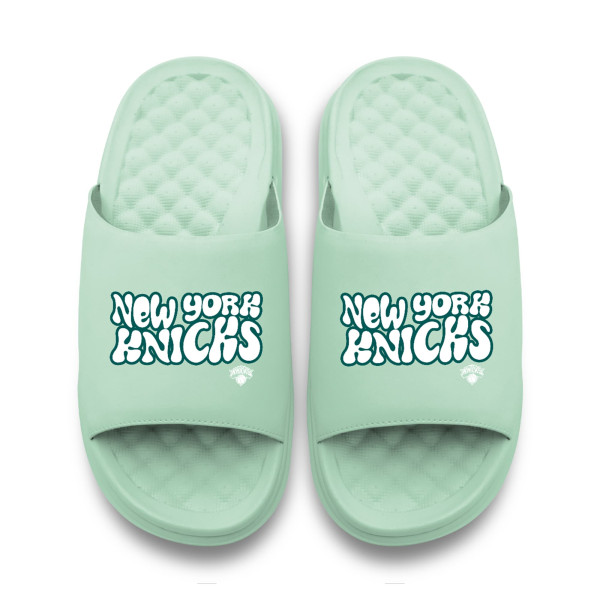 Unisex New York Knicks ISlide Seafoam Bubble Letters Motive Slide Sandals