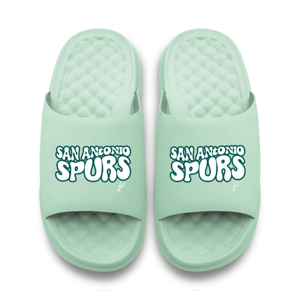 Unisex San Antonio Spurs ISlide Seafoam Bubble Letters Motive Slide Sandals