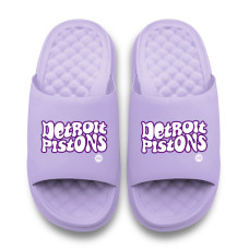 Unisex Detroit Pistons ISlide Lavender Bubble Letters Motive Slide Sandals